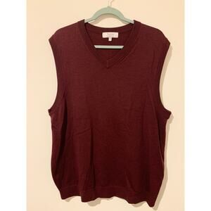 Turnbury Extra Fine Merino Wool Sweater vest Burgundy Size Large  classic Preppy